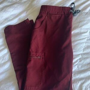 Maroon straight leg stub pants in small